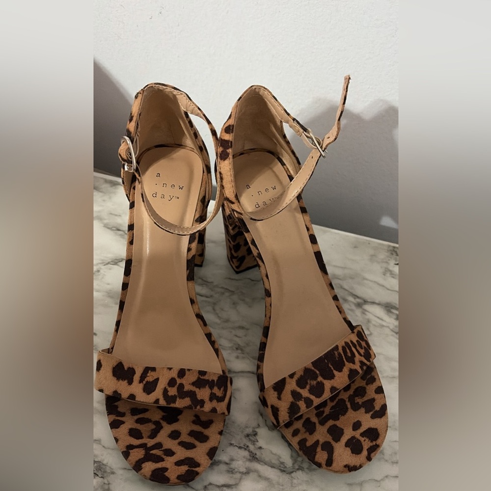 A New Day Tan and Brown Leopard Heels 4 inches